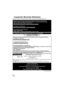 Page 122122LSQT1337
Customer Services Directory
Service in Canada: As per Service Center listed in Canadian warranty information l123
Obtain Product Information and Operating Assistance; locate your nearest Dealer 
or Service Center; purchase Parts and Accessories; or make Customer Service and  
Literature requests by visiting our Web Site at:
http://www.panasonic.com/consumersupport
or, contact us via the web at:
http://www.panasonic.com/contactinfo
You may also contact us directly at:
1-800-211-PANA (7262),...