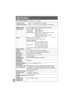 Page 108108VQT0T50
SD Video Camera: Information for your safety
Specifications
Power source:DC 9.3 V (AC adaptor)/7.4 V (Battery)
Power consumption:When recording: 3.9 W (AC adaptor)/3.5 W (Battery)
Signal systemEIA Standard: 525 lines, 60 fields NTSC color signal
Image sensor1/6-inch 3CCD image sensor
Total pixels approx. 800 Kk3
Effective pixels Motion picture: approx. 640 Kk3 (4:3)/
approx. 540 Kk3 (16:9)
Still picture: approx. 710 Kk3 (4:3)/
approx. 540 Kk3 (16:9)
LensAuto iris, 10k power zoom
F1.8 to F2.8...