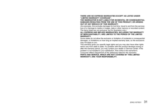 Page 3130   VQT3E21 (ENG) (ENG) VQT3E21   31
VQT1N09 (ENG)12
Mail-In Service
For assistance in the U.S.A. and Puerto Rico in obtaining repairs, please ship the 
product prepaid to:
Panasonic Exchange Center
4900 George McVay Drive
Suite B
McAllen, TX 78503
panacare
@us.panasonic.comWhen shipping the unit, carefully pack, include all accessories, and send it 
prepaid, adequately insured and preferably in the original carton. If Lithium Ion 
batteries are shipped by air the package must be labeled “Contains...