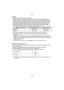 Page 59- 59 -
Grabación
Nota
•La posición del zoom se fija en Gran angular.•El enfoque, el balance de blancos y la exposición se fijan en los valores óptimos para la 
primera imagen. Como resultado, si el enfoque o el brillo cambia sustancialmente durante la 
grabación, toda la imagen panorámica no se puede grabar en el enfoque o brillo adecuado.
•Cuando se combinan varias imágenes para crear una sola imagen panorámica, el sujeto 
puede aparecer distorsionado o los puntos de conexión se pueden notar en algunos...