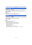 Page 83- 83 -
Recording
Applicable modes: 
When Red-Eye Reduction ([ ], [ ]) is selected, Red-Eye Removal is performed 
whenever the flash is used. The camera automatically detects red-eye and corrects the picture.
Settings: [ON]/[OFF]
Note
•
Only available when [AF Mode] is set to [ š] and Face Detection is active.
•Under certain circumstances, red-eye cannot be corrected.
Applicable modes: 
Using one of these modes, jitter during picture ta king is detected, and the camera automatically 
compensates the...