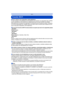 Page 107- 107 -
Wi-Fi
Función Wi-Fi
∫Use la cámara como dispositivo LAN inalámbrico
Al usar el equipo o los sistemas de comput adoras que requieren una seguridad más confiable 
que los dispositivos LAN inalámbricos, as egúrese de que se hayan tomado las medidas 
adecuadas para los diseños de seguridad y los defectos para los sistemas usados. Panasonic 
no se hará responsable por cualquier daño que surja al usar la cámara para cualquier otro fin 
que no sea para el dispositivo LAN inalámbrico.
∫El uso de la...