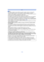 Page 116- 116 -
Wi-Fi
Nota
•Las imágenes cargadas al servicio WEB no se pueden visualizar o eliminar con esta cámara. 
Revise las imágenes al acceder al servicio WEB con su teléfono inteligente u ordenador.
•Si falla el envío de imágenes, un correo electrónico de informe que describe la falla se enviará a la 
dirección de correo electrónico registrada con “LUMIX CLUB”.
•Se recomienda usar una batería totalmente cargada al enviar imágenes.•Las imágenes no se pueden enviar cuando la indicación de la batería se...