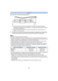 Page 66- 66 -
Grabación
∫Técnica para el modo de toma panorámica
5Pulse de nuevo el botón del obturador para finalizar la grabación de la imagen fija.
•La grabación también se puede cancelar al mantener la cámara fija mientras graba.
Nota
•La posición del zoom se fija en Gran angular.•El enfoque, el balance de blancos y la exposición se fijan en los valores óptimos para la primera 
imagen. Como resultado, si el enfoque o el brillo cambia sustancialmente durante la grabación, toda 
la imagen panorámica no se...