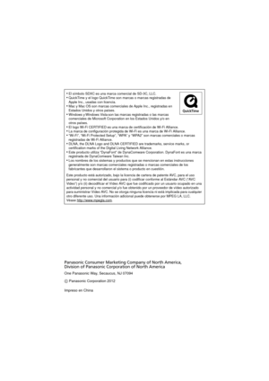 Page 28•El símbolo SDXC es una marca comercial de SD-3C, LLC.•QuickTime y el logo QuickTime son marcas o marcas registradas de 
Apple Inc., usadas con licencia.
•Mac y Mac OS son marcas comerciales de Apple Inc., registradas en 
Estados Unidos y otros países.
•Windows y Windows Vista son las marcas registradas o las marcas 
comerciales de Microsoft Corporation en los Estados Unidos y/o en 
otros países.
•El logo Wi-Fi CERTIFIED es una marca de certificación de Wi-Fi Alliance.•La marca de configuración protegida...