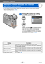 Page 87Application (Record)
Recording motion pictures with manual 
operation  
[Creative Video Mode]
- 87 -VQT4J11
You can set the desired shutter speed and aperture value to record motion pictures.  • About recording modes (→
48)
Setting Description
P [Program AE] Automatically sets the shutter speed and aperture value.
A [Aperture-Priority] Records motion pictures at a set aperture value. (The shutter speed 
is automatically adjusted.)
S [Shutter-Priority] Records motion pictures at a set shutter speed. (The...