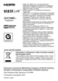 Page 36 • HDMI, the HDMI Logo, and High-Definition Multimedia Interface are trademarks or registered 
trademarks of HDMI Licensing LLC in the United 
States and other countries.
 • HDAVI Control™ is a trademark of Panasonic Corporation.
 •VIERA Link™ is a trademark of Panasonic Corporation. • EZ Sync™ is a trademark of Panasonic Corporation. • “AVCHD Progressive”, “AVCHD”, the “A VCHD 
Progressive” Logo and the “AVCHD” Logo are 
trademarks of Panasonic Corporation and Sony 
Corporation.
 •Manufactured under...