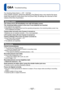 Page 107- 107 -VQT4K59
Q&A  Troubleshooting
Try checking these items (→107 - 112) first.
If the problem persists, performing [Reset] in the [Setup] menu may resolve the issue. 
(Note that except for some items such as [Clock Set], all settings are returned to their 
values at the time of purchase.)
Battery, power
The camera turns off immediately even with full battery power.
The remaining battery power is low even if new batteries are inserted.
 ●The batteries are expended.  ●Depending on the battery brand and...