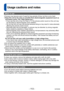 Page 113- 113 -VQT4K59
Usage cautions and notes
When in use
 ●Camera may become warm if used for long periods of time, but this is not a fault. 
●Keep this unit as far away as possible from electromagnetic equipment (such as 
microwave ovens, TVs, video games etc.).
 • If you use this unit on top of or near a TV, the pictures and/or sound on this unit may be disrupted by electromagnetic wave radiation.
 • Do not use this unit near cell phones because doing so may result in noise adversely  affecting the pictures...