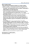 Page 126- 126 -VQT4W01
Avisos y notas para el uso
Baterías Ni-MH recargables
 ●Puede usar baterías Ni-MH después de cargarlas con un cargador de \
baterías 
especial. Sin embargo, el manejo incorrecto de las baterías puede cau\
sar fugas, 
generar calor, un incendio o una explosión. Tenga en cuenta lo siguiente.
 • Si hay suciedad en los polos de las baterías tal vez no pueda cargar \
las baterías 
normalmente. Limpie cuidadosamente los polos de las baterías y los te\
rminales del 
cargador de baterías con un...