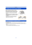 Page 24- 24 -
Preparación
Consejos para tomar buenas imágenes
Cuando aparece el aviso de desestabilización [ ], utilice [Estabilizador] (P86), un trípode o 
el autodisparador  (P55).
•
La velocidad de obturación se reduce sobre todo en los casos siguientes. Mantenga inmóvil la 
cámara desde el momento en que pulsa el botón del obturador hasta que aparezca la imagen en la 
pantalla.
–Sincronización lenta/Reducción de ojos rojos
–[Retrato noct.]/[Paisaje noct.]/[Cielo estrellado] (Modo de escena)
Sujete...