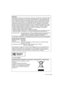 Page 55(SPA) VQT1X58
-Si ve este símbolo-Nota FCC:
Este equipo se ensayó y se encontró que cumple con los límites de un dispositivo digital 
de la Clase B, de acuerdo con la Parte 15 de las Reglas FCC. Dichos límites se han 
previsto para proporcionar una razonable prot
ección contra las interferencias dañinas 
en una instalación residencial. Este equipo genera, utiliza y puede radiar frecuencias 
radio y, por si no se instala y no se ut iliza según dichas instrucciones, puede causar 
interferencias dañinas en...