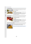 Page 1024. Modos de grabación
102
[Comida apetecible]
Se aumenta el brillo de toda la pantalla para que la comida 
parezca más apetecible.Consejos
•
Puede mejorar el efecto al hacer zoom lo más posible y acercar 
la distancia entre la cámara y el objetivo.
•Le recomendamos que utilice un trípode y el auto-temporizador.•Para la grabación a poca distancia, le recomendamos que 
cierre el flash y evite usarlo.
[Postre atractivo]
El brillo global de la pantalla se ajusta alto para resaltar la 
cualidad apetitosa del...