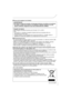 Page 55 (SPA) VQT4Z59
∫Acerca del cargador de la batería
∫ Precauciones de uso
•
No use otro cable de conexión USB que no sea el suministrado o un cable de conexión USB 
original de Panasonic (DMW-USBC1: opcional).
•Utilice un mini cable HDMI original de P anasonic (RP-CHEM15, RP-CHEM30: opcional).
Números de pieza: RP-CHEM15 (1,5 m)  (5 pies), RP-CHEM30 (3,0 m) (10 pies)
•Utilice un cable AV original de Panasonic (DMW-AVC1: opcional).•Utilice siempre un obturador remoto original de Panasonic (DMW-RSL1:...