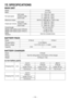 Page 14- 14 - 
VIII. SPECIFICATIONS
MAIN UNIT
ModelEY7541
Motor 14.4 V DC
No load speed soft mode
0 – 1000 min
-1 (rpm)
medium mode 0 – 1400 min-1 (rpm)
hard mode 0 – 300 min-1 (rpm)
Maximum torque 185 N·m (1890 kgf-cm, 1640 in-lbs)
Impact per minute soft mode
0 – 000 min
-1 (ipm)
medium mode 0 – 800 min-1 (ipm)
hard mode 0 – 3000 min-1 (ipm)
Overall length 167 mm (6-9/16")
Weight (with battery pack: EY9L40) 1.5 kg (3.3 lbs)
Weight (with battery pack: EY9L41) 1.55 kg (3.4 lbs)
Noise...