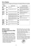 Page 13- 13 -  
Error Display
In the event of a tool or battery pack malfunction, the control panel will display an error message. 
Please  check  the  tool  or  battery  pack  as  described  in  the  following  chart  before  having  them 
serviced.
DisplayLikely cause Corrective action
Setting errorRe-initialize the tool using the 
remote control. (See page 1.)
The battery pack is too hot.Stop work and allow the battery 
pack to cool before resuming use 
of the tool.
The tool is too hot to operate.Stop...