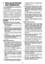 Page 31- 31 -  
I. REGLAS DE SEGURI­
DAD GENERALES
 ¡ADVERTENCIA! Lea todas las 
instrucciones.
Si  no  cumple  con  todas  las  siguientes 
instrucciones  puede  recibir  una  des -
carga  eléctrica,  incendio  y/o  heridas 
g r a v e s .   E l   t é r m i n o   “ h e r r a m i e n t a 
eléctrica”  en  todas  las  advertencias  a 
continuación se refiere a su herramienta 
eléctrica  conectada  al  tomacorriente 
(cableado)  y  a  la  herramienta  eléctrica 
que funciona con batería (sin cable).
G U A R D E   E...