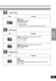 Page 2525RQT6077
Advanced 
Operations
IconContent
(Dolby Digital, 2-channel or over only)
V.S.S
. (➡page 20)
1()2()OFF
^----------------------J
(Dolby Digital, 3-channel or over only)
Dialogue Enhancer
ON()OFF
DVD
DVD
IconContent
IPB display
Displays the picture type (I/P/B) in the still picture mode.
ON()OFF
DVD
Audio menu
OFFI     P    B I     P    B
Display menu
OFF
OFF
Video menu
IconContent
Digital picture modeN: Normal mode
C: Cinema mode 
(Mellow movies, enhances detail in dark scenes.)
VCD
DVD
N 