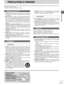 Page 515
RQT5741
Mise en route
Mesures de sécurité
1. Alimentation—Ne brancher cet appareil que dans une prise de
courant du type décrit dans le présent manuel ou tel qu’indiqué
sur l’appareil.
2. Mise à la terre—Le cordon de cet appareil est équipé d’une
fiche à trois lames polarisée (la troisième servant à la mise à la
terre). La fiche ne peut être branchée que dans une prise à trois
trous avec mise à la terre. Si la fiche ne peut être insérée dans la
prise, communiquer avec un électricien pour faire changer...