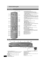 Page 1212
RQT9434
Control reference guide
Instructions for operations are generally described using the remote control.1Turn the unit on or off ( >18)
2 Select drive (HDD, BD or SD) ( >21)
Drive changes each time yo u press [DRIVE SELECT].
3 Select channels and title numbers, etc./Enter numbers or 
characters (The character buttons may be used when operating 
VIERA CAST contents.)
4 To delete unwanted recorded titles, timer programmes, still 
pictures or music (> 25, 37)
5 Basic operations for recording and...