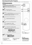 Page 1414
RQT9048
Recording Set Top Box Programs
Refer to “Important Notes for Recording” (➔ 17) and “Advanced Recording” (➔ 18, 19) for detailed information on 
recording.
RAM -R -R DL -RW(V) +R +R DL +RW
Preparation:
Turn on the television and select the appropriate video input to suit the 
connections to this unit (Example: AV input).
When using the set top box, make sure it is turned on.
RAM If the disc is protected, release protection (➔ 40). •
•
•
  to turn the unit on.
“HELLO” appears on the unit’s...