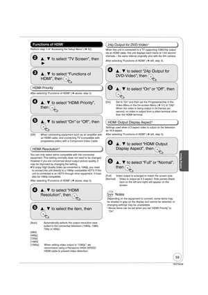 Page 5959
RQT9058
Functions of HDMI
Perform step 1 of “Accessing the Setup Menu” (