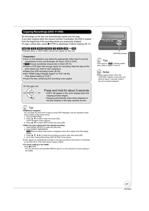 Page 2121
RQT9056
Copying Recordings (DVD 