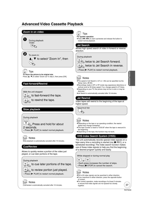 Page 3737
RQT9056
 Notes
  The speed of Jet Search (27 or 35) can be speci ed via the 
Setup menu (