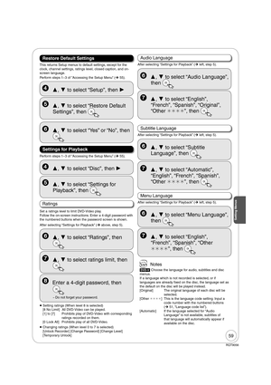 Page 5959
RQT9056
Restore Default Settings
Perform steps 13 of “Accessing the Setup Menu” (