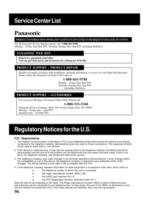 Page 5656
FCC Requirements
1. The Federal Communications Commission (FCC) has established Rules which permit this device to be directly
connected to the telephone network. Standardized jacks are used for these connections. This equipment should
not be used on party lines or coin phones.
2. If this device is malfunctioning, it may also be causing harm to the telephone network; this device should be
disconnected until the source of the problem can be determined and until repair has been made. If this is not
done,...