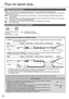 Page 2222
Pour en savoir plus...
Mode de fonctionnement
AUTO : Durant la sélection du mode de fonctionnement, le voyant d’alimentation (POWER) clignote. 
• L’appareil change le mode de fonctionnement toutes les 10 minutes en fonction de la température de consigne et de 
la température ambiante.
HEAT :
 L’appareil prend un certain temps pour se réchauffer. Le voyant d’alimentation (POWER) clignote pendant
  cette opération.
COOL : Utiliser des rideaux pour ﬁ ltrer la lumière du soleil et la chaleur de...