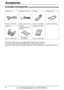 Page 66For fax advantage assistance, call 1-800-435-7329.
Accessories
Included accessories!
Power cord ..............1Telephone line cord...1 Handset ...................1
Paper tray ...............1 Ink Film ...................1
(complimentary test
ink film)
lIf any items are missing or damaged, check with the place of purchase.
lThe part numbers listed above are subject to change without notice.
lSave the original carton and packing materials for future shipping and transportation of the unit.
Part No....