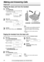 Page 2424
Making and Answering Calls
For fax advantage assistance, call 1-800-435-7329.
Paging the handset from the base unit
Using this feature, you can locate the handset if it has been misplaced (Handset locator).
1
Base unit:
Press ÑÒ.
lThe base unit will page the handset for
about 1 minute.
Base unit display:
Handset display:
lTo stop paging, press 
ÑÒagain.
2
Handset:
Press ‰to answer.
Handset display:
(Example)Intercom
00-01-12
1111 Paging
Press1INTERCOM
@@@@PAGING
3
Base unit:
Speak into the...
