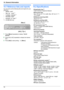 Page 7214.1 Reference lists and reports
You can print out the following lists and reports for your
reference.
– “SETUP LIST ”
– “TEL NO. LIST ”*1
– “JOURNAL REPORT ”*1
– “PRINTER TEST ”
– “CALLER ID LIST ”*1
*1 KX-MB1520 only
1 Press  MMenu N repeatedly to display  “PRINT
REPORT ”.
2 Press  MF N or  ME N repeatedly to display the desired
item.
3 Press  MSet N to start printing.  A M Menu N
14.2 Specifications
n Applicable lines *1
:
Public Switched Telephone Networkn  Document size:
Max. 216 mm (8  1
/2 ")...