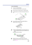 Page 201 
201 Options 
To install a SDRAM DIMM: 
1 
Unpack the SDRAM DIMM(s).  
Do not touch the connector edge on the SDRAM DIMM. 
2 
Place the printer controller board on a stable surface.  
3 
Unlatch the lever on the side of the empty socket (J2 or 
J3). 
4
Ensure that the notches on the SDRAM DIMM are 
aligned inside the empty socket.
5a) Slide the SDRAM DIMM into the empty socket (J2 or 
J3) at a 45-degree angle and push the DIMM into the 
socket.
b) Snap the lever(s) into place.
6Replace the printer...