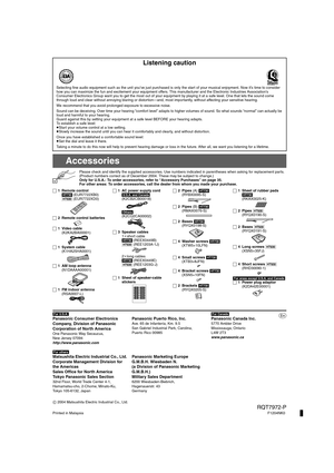 Page 36Listening caution
Selecting fine audio equipment such as the unit you’ve just purchased is only the start of your musical enjoyment. Now it’s time to consider 
how you can maximize the fun and excitement your equipment offers. This manufacturer and the Electronic Industries Association’s 
Consumer Electronics Group want you to get the most out of your equipment by playing it at a safe level. One that lets the sound come 
through loud and clear without annoying blaring or distortion—and, most importantly,...