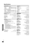 Page 3030
RQTX0217
Getting Started Playing Discs Other Operations Reference
Specifications
AMPLIFIER SECTION
RMS Output Power: Dolby Digital Mode
Front Ch
Surround Ch
Center Ch
Subwoofer Ch125 W per channel (3≠), 1 kHz, 10 % THD
125 W per channel (3≠), 1 kHz, 10 % THD
250 W per channel (6≠), 1 kHz, 10 % THD
250 W per channel (6≠), 100 Hz, 10 % THD
Total RMS Dolby Digital mode power 1000 W
FTC Output Power: Dolby Digital Mode
Front Ch
Surround Ch
Center Ch
Subwoofer Ch63 W per channel (3 ≠), 120 Hz to 20 kHz, 1...