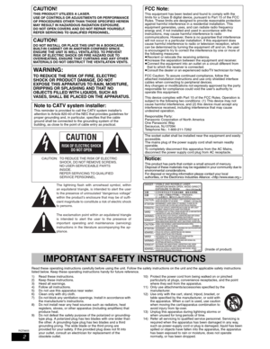 Page 22
RQT8655
Read these operating instructions carefully before using the unit. Follow the safety instructions on the unit and the applicable safety instructions 
listed below. Keep these operating instructions handy for future reference.
1) Read these instructions.
2) Keep these instructions.
3) Heed all warnings.
4) Follow all instructions.
5) Do not use this apparatus near water.
6) Clean only with dry cloth.
7) Do not block any ventilation openings. Install in accordance with 
the manufacturer’s...