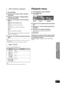 Page 27Other devices
Advanced operations
27
VQT2T10
1Press [START].
2Press [3,4 ] to select “Menu” and then 
press [OK].
3Press [ 3,4 ] to select “Playback Mode” 
and then press [OK].
4Press [ 3,4 ] to select an item and press 
[OK].
Shuffle (For music playback only.)
Songs:
Play all songs on iPod in random order.
Albums:
Play all songs on an album in random order.
Repeat
One:
Play a single song/video repeatedly.
All:
Play all songs/videos from selected items (e.g., Playlists, 
Albums, etc.) repeatedly.
5Press...