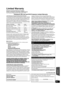 Page 43Reference
43
VQT3M40
Limited Warranty
Panasonic Consumer Electronics Company, 
Division of Panasonic Corporation of North America
One Panasonic Way, Secaucus, New Jersey 07094
Panasonic Blu-ray and DVD Products Limited Warranty
Limited Warranty Coverage (For USA and Puerto Rico Only)If your product does not work properly because of a defect in materials 
or workmanship, Panasonic Consumer Electronics Company (referred 
to as “the warrantor”) will, for the length of the period indicated on the 
chart...