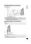 Page 1111
RQT9479
Broadband Network Connections
AC power supply cord connection
The following services can be used when this unit is connected to the Internet via a broadband connection.
≥ Firmware can be updated ( >29)
≥ You can enjoy the BD-Live ( >19)
≥ You can enjoy the VIERA CAST ( >29)
≥Use shielded LAN cables when c onnecting to peripheral devices.
≥ With installation where your broadband modem is connected  directly to your PC, a router must be installed.
≥ Use a router that supports...