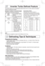 Page 1917
Example: To Defrost 1.5 pounds of meat
Place food on microwave safe dish.
1.
    • Touch Inverter Turbo 
Defrost.
2.
Swipe• Set weight of the food 
by touching “+”/“-” or 
swipe the slider bar to 
1.5 pounds.
3.• Touch Start.

Defrosting will start. 
The time will count 
down. Larger weight 
foods will cause 
a signal midway 
through defrosting. 
If 2 beeps sound, 
turn over, rearrange 
foods or shield with 
aluminum foil.
Conversion Chart:
Follow the chart to convert ounces or 
hundredths of a pound...