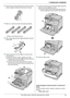 Page 131. Introducción e instalación
13Para obtener ayuda, visite http://www.panasonic.com/help
13Antes de abrir las bolsas protectoras de los nuevos cartuchos 
de tóner, agítelas en dirección vertical más de 10 veces.
14Retire los 4 car tuchos de tóner de las bolsas protectoras.
LRetire la cinta adhesiva de envío.
15Retire cada bandeja protectora (w) sosteniendo el car tucho 
de tóner (
x).
16Inserte cada cartucho del tóner (y) en la ranura del color 
correspondiente.
De izquierda a derecha, amarillo, magenta,...