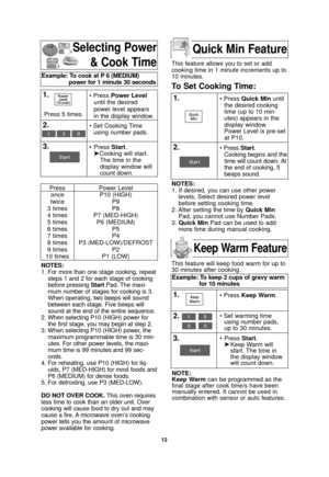 Page 1412
Selecting Power& Cook Time
NOTES:
1. For more than one stage cooking, repeatsteps 1 and 2 for each stage of cooking
before pressing Start Pad. The maxi-
mum number of stages for cooking is 3.
When operating, two beeps will sound
between each stage. Five beeps will
sound at the end of the entire sequence.
2. When selecting P10 (HIGH) power for the first stage, you may begin at step 2.
3. When selecting P10 (HIGH) power, the maximum programmable time is 30 min-
utes. For other power levels, the maxi-...