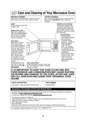 Page 2725
BEFORE CLEANING:
Unplug oven at wall outlet. If outlet is inacces-
sible, leave oven door open while cleaning.AFTER CLEANING:
Be sure the microwave oven is clean and dry,
then press Stop/ResetPad to clear the
Display.
Oven Door:
Wipe with a soft dry
cloth when steam
accumulates inside or
around the outside of
the oven door. During
cooking, especially
under high humidity
conditions, steam is
given off from the
food. (Some steam
will condense on cool-
er surfaces, such as
the oven door. This is...