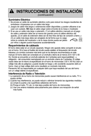 Page 75
suministro elMctrico
1\f Se provee un cable de suministro elVctrico corto para reducir los riesgos resultantes deenredarse o tropezarse con un cable mUs largo\f
2\f Juegos de cable mUs largos o extensiones estUn disponibles y pueden utilizarse si se usan con cuidado\f  nodeje el cable colgar sobre el borde de la mesa o mostrador\f
3\f Si se usa un cable mUs largo o extensiYn, (1\b el calibre elVctrico marcado en el juego de cable o extensiYn debe ser al menos tan grande como el calibre elVctrico del...