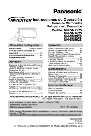 Page 1informaciPn de seguridad
Precauciones\f\f\f\f\f\f\f\f\f\f\f\f\f\f\fCubierta Interior
instrucciones importantes de
seguridad  \f\f\f\f\f\f\f\f\f\f\f\f\f\f\f\f\f\f\f\f\f\f\f\f\f\f\f\f\f\f\f\f\f\f\f\f\f\f\f\f\f1-3
instrucciones de instalaciPn \f\f\f\f\f\f\f\f\f\f\f4-5
sugerencias Qtiles \f\f\f\f\f\f\f\f\f\f\f\f\f\f\f\f\f\f\f\f\f\f\f\f\f\f\f\f6-7
operaciPn
FunciYn de CocciYn por Sensor \f\f\f\f\f\f\f\f\f\f16
GrUfico de cocciYn por Sensor \f\f\f\f\f\f\f\f\f\f\f\f17
Recetas de Microondas...