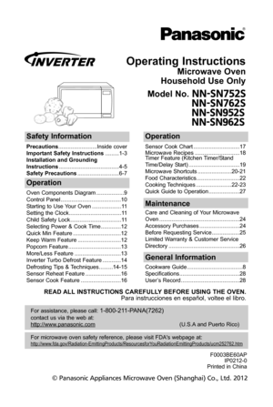 Page 1operating instructions
Microwave oven
household use only
Model no\b  //4/754
//4/764
//4/54
//4/64
safety information
Precautions \f\f\f\f\f\f\f\f\f\f\f\f\f\f\f\f\f\f\f\f\f\f\f\f\fInside cover
important safety instructions \f\f\f\f\f\f\f\f\f1-3
installation and grounding
instructions \f\f\f\f\f\f\f\f\f\f\f\f\f\f\f\f\f\f\f\f\f\f\f\f\f\f\f\f\f\f\f\f\f\f\f\f\f\f\f4-5
safety Precautions \f\f\f\f\f\f\f\f\f\f\f\f\f\f\f\f\f\f\f\f\f\f\f\f\f\f\f6-7
operation
Sensor Cook Chart...