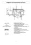 Page 457
Diagrama de Componentes del Horno
1 1
Ventana del Horno Transparente
2 2
Cubierta del guía de ondas(no remover)
3 3
Luz interior del Horno de Microondas (La Luz del Horno 
puede ser reemplazada, ver página 29)
4 4
Bandeja de Cristal (Plato Giratorio)
5 5
Respiradero de Aire del Horno (Rejilla del Respiradero/Rejilla 
del Respiradero es desmontable y puede ser limpiada,
ver página 28)
6 6
Panel de control 
7 7
Pulsador para abrir la puerta
8 8
Luz de la Campana (la Luz de la Campana puede ser...