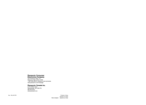 Page 18No. 1 EN, SP, FR  Printed in China
  Impreso en China
  P10101 Imprimé en Chine
Panasonic	Consumer
Electronics	Company
One Panasonic Way 1H-1
Secaucus, New Jersey 00
1-00--0 for questions and comments.
www.panasonic.com/massage
Panasonic	Canada	Inc.
0 Ambler Drive
Mississauga, ON LW T
0--010
www.panasonic.ca
   172007/12/12   19:15:57
English	1
Español	S1
Français...